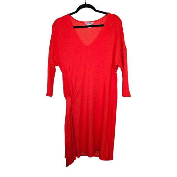 Tommy Bahama Womens Dress Tie Side Sleeved Preppy Summer Orange Large Midi Large - Picture 2 of 13